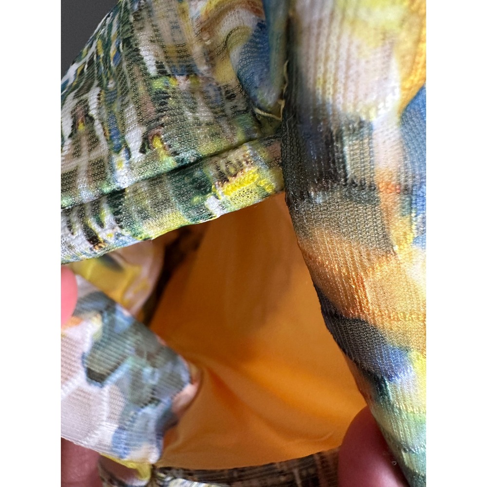 New York & Company Yellow Geometric Honeycomb Mesh Fit Flare Dress Sz 6 VN130001 - Picture 4 of 12